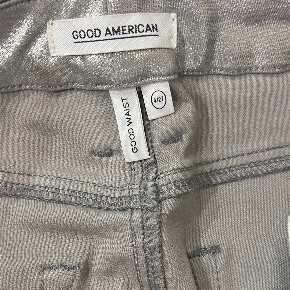 Good American Silver and Gray Jeans